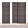 Three Sliding Doors and Frame Kit - Vancouver Flush Ash Grey Door - Prefinished