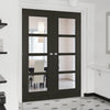 Vancouver Smoked Oak Internal Internal Door Pair - Clear Glass - Prefinished