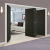 Four Folding Doors & Frame Kit - Vancouver Smoked Oak Flush Internal Doors - Prefinished