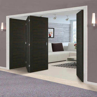 Image: Four Folding Doors & Frame Kit - Vancouver Smoked Oak Flush Internal Doors - Prefinished