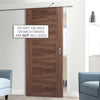 Single Sliding Door & Wall Track - Vancouver 5 Panel Flush Walnut Door - Prefinished