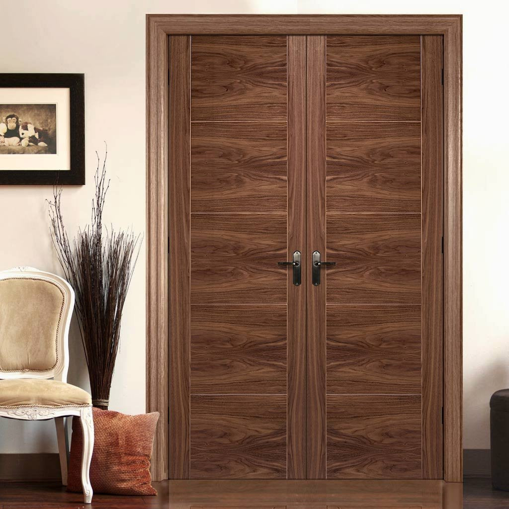 Bespoke Vancouver Walnut 5P Flush Door Pair - Prefinished