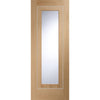 Varese Oak Flush Absolute Evokit Pocket Double Pocket Door - Clear Glass - Aluminium Inlay - Prefinished
