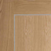 Varese Oak Flush Absolute Evokit Double Pocket Door - Aluminium Inlay - Prefinished