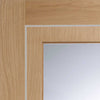 Two Sliding Doors and Frame Kit - Varese Oak Flush Door - Aluminium Inlay - Clear Glass - Prefinished