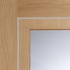 Bespoke Varese Oak Glazed Single Pocket Door Detail - Aluminium Inlay - Prefinished
