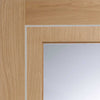 Bespoke Varese Oak Glazed Double Frameless Pocket Door Detail - Aluminium Inlay - Prefinished