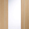 Bespoke Thruslide Varese Oak Glazed - 4 Sliding Doors and Frame Kit - Aluminium Inlay - Prefinished