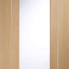 Bespoke Thruslide Surface Varese Oak Glazed - Sliding Door and Track Kit - Aluminium Inlay - Prefinished