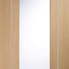 Bespoke Thruslide Surface Varese Oak Glazed - Sliding Double Door and Track Kit - Aluminium Inlay - Prefinished