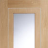Four Sliding Doors and Frame Kit - Varese Oak Flush Door - Aluminium Inlay - Clear Glass - Prefinished
