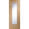Four Sliding Doors and Frame Kit - Varese Oak Flush Door - Aluminium Inlay - Clear Glass - Prefinished