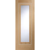 Simpli Double Door Set - Varese Oak Flush Door - Clear Glass - Aluminium Inlay - Prefinished