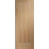 Two Sliding Wardrobe Doors & Frame Kit - Varese Oak Flush Door - Aluminium Inlay - Prefinished