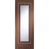 Varese Walnut Flush Double Evokit Pocket Doors - Clear Glass - Aluminium Inlay - Prefinished
