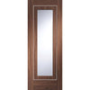 Bespoke Varese Walnut Galzed Double Frameless Pocket Door Detail - Aluminium Inlay - Prefinished
