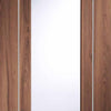 Bespoke Thruslide Varese Walnut Glazed - 2 Sliding Doors and Frame Kit - Aluminium Inlay - Prefinished