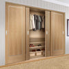 Bespoke Thruslide Varese Oak Flush 4 Door Wardrobe and Frame Kit - Aluminium Inlay - Prefinished