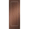 Bespoke Varese Walnut Flush Single Frameless Pocket Door Detail - Aluminium Inlay - Prefinished