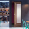 Bespoke Varese Walnut Galzed Single Frameless Pocket Door - Aluminium Inlay - Prefinished