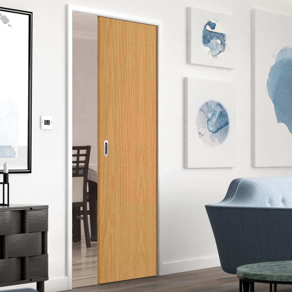 Oak Veneer Evokit Pocket Fire Door Blank - 1/2 Hour Fire Rated - Prefinished