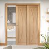 Verona Oak Veneer Staffetta Twin Telescopic Pocket Doors - Prefinished