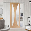 Single Sliding Door & Stainless Steel Barn Track - Verona Oak Door - Obscure Glass - Unfinished