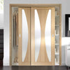 Minimalist Wardrobe Door & Frame Kit - Two Verona Oak Doors - Obscure Glass - Unfinished