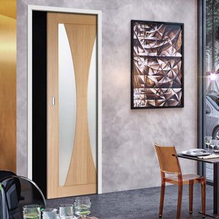Image: Bespoke Verona Oak Glazed Single Pocket Door