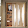 Bespoke Thruslide Verona Oak Glazed 2 Door Wardrobe and Frame Kit - Prefinished