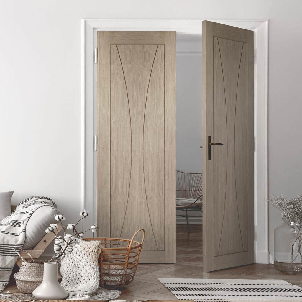 Prefinished Bespoke Verona Oak Flush Door Pair - Choose Your Colour