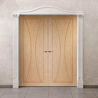 Image: Verona Oak Flush Internal Door Pair - Prefinished