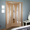 Two Folding Doors & Frame Kit - Verona Oak 2+0 - Clear Glass - Prefinished