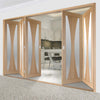 Five Folding Doors & Frame Kit - Verona Oak 3+2 - Obscure Glass - Unfinished