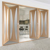 Bespoke Thrufold Verona Oak Glazed Folding 3+2 Door - Prefinished