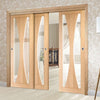 Three Sliding Doors and Frame Kit - Verona Oak Door - Clear Glass - Prefinished