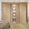 Four Sliding Wardrobe Doors & Frame Kit - Verona Oak Flush Door - Prefinished