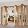 Five Folding Doors & Frame Kit - Verona Oak 3+2 - Clear Glass - Prefinished