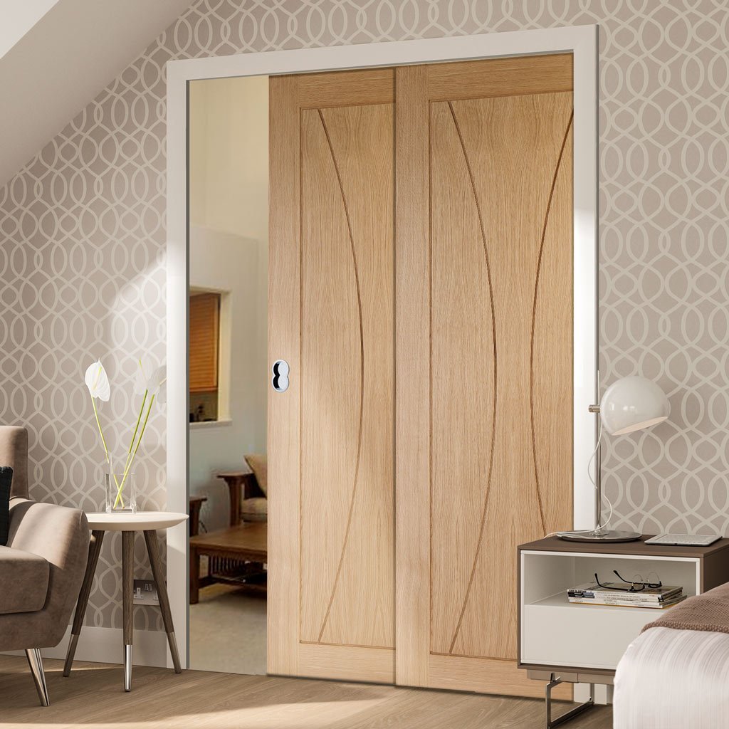 Verona Oak Veneer Staffetta Twin Telescopic Pocket Doors