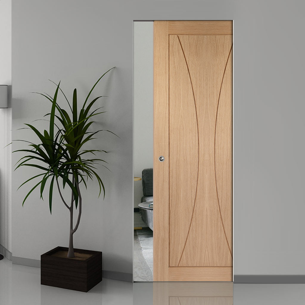 Verona Oak Flush Panel Absolute Evokit Pocket Door