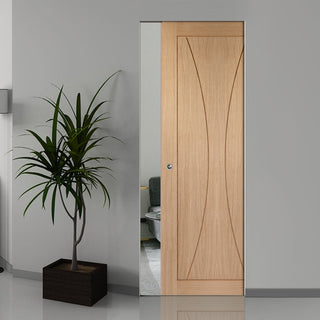 Image: Verona Oak Flush Panel Absolute Evokit Pocket Door