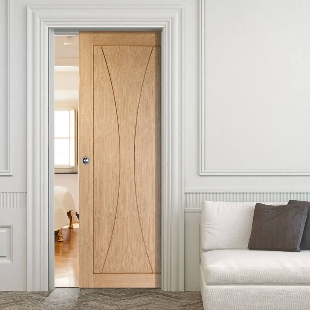 Verona Oak Flush Single Evokit Pocket Door