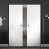 Bespoke Verona Flush Double Frameless Pocket Door - White Primed