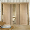 Four Sliding Doors and Frame Kit - Verona Oak Flush Door - Prefinished