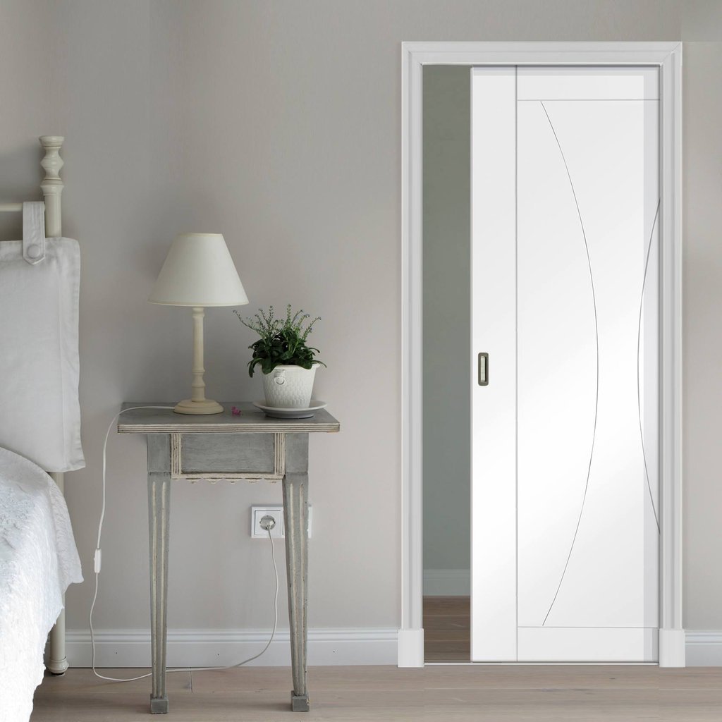 Verona Flush Single Evokit Pocket Door - Primed