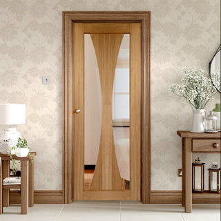 Image: Door and Frame Kit - Verona Oak Door - Clear Glass - Prefinished