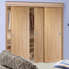 Three Sliding Wardrobe Doors & Frame Kit - Verona Oak Flush Door - Unfinished