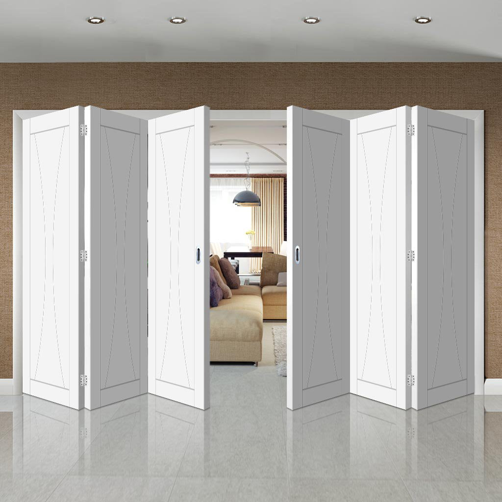 Bespoke Thrufold Verona White Primed Flush Folding 3+3 Door