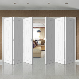Image: Bespoke Thrufold Verona White Primed Flush Folding 3+3 Door
