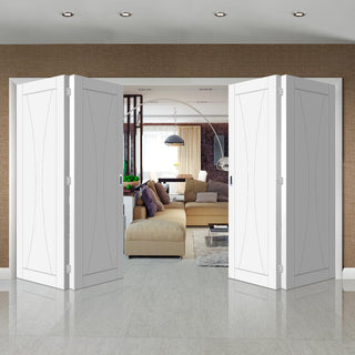 Image: Bespoke Thrufold Verona White Primed Flush Folding 2+2 Door